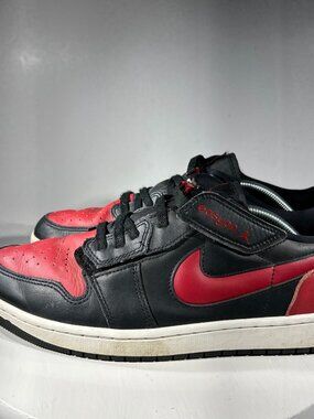 Nike Air Jordan 1 Low FlyEase Mens Size 12 Shoes Bred Black Red Easyon Sneakers